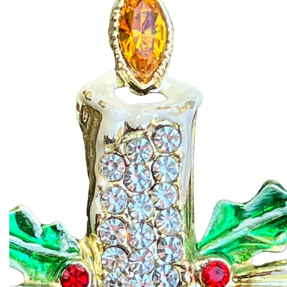 VINTAGE 1950s🎄 CHRISTMAS BROOCH Candle & branches Private Collection Never Worn - Picture 11 of 16